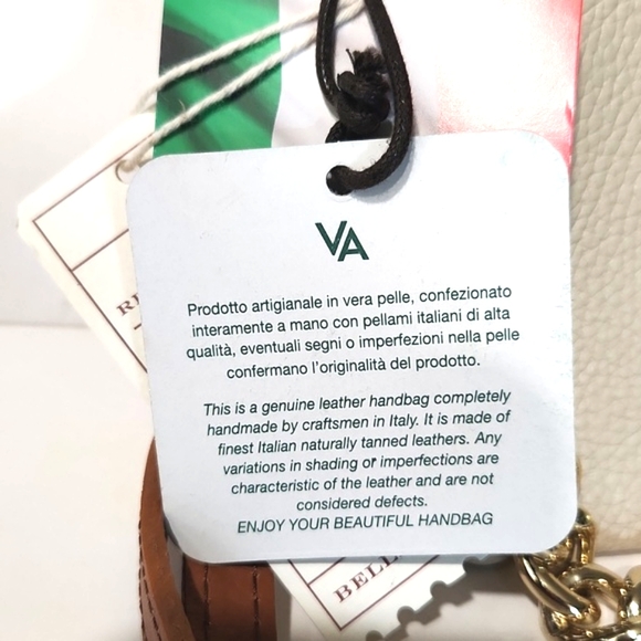 NWT Valentina Italian Pebbled Leather Flap Crossbody Shoulder Bag with Chain - Picture 11 of 16